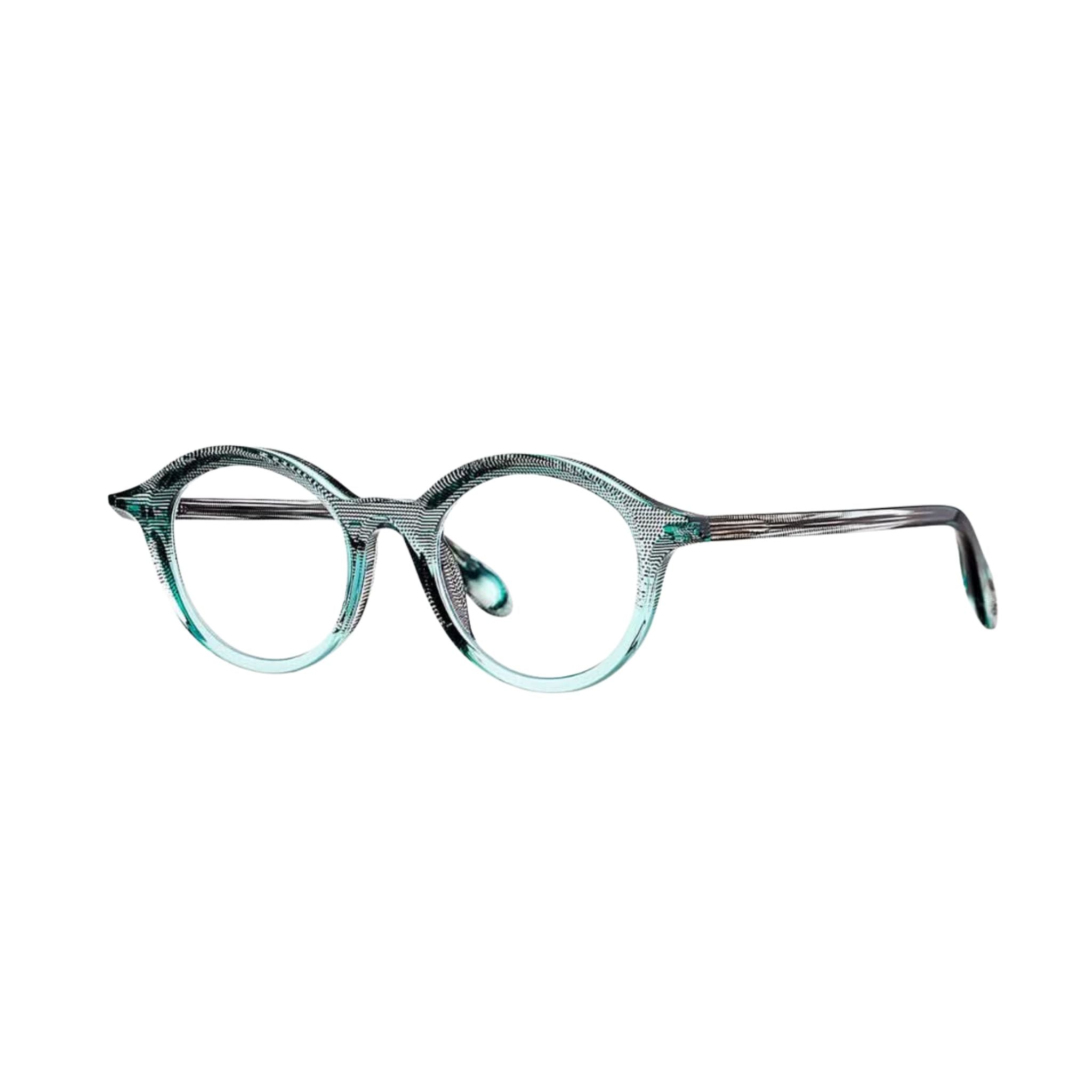Theo Eyewear Brille Modell Dagbreek 15 mit schwarz-blauen Farbverlauf – stilvolle Designerbrille bei Brillen Schneider in München, perfekt für anspruchsvolle Brillenträger.