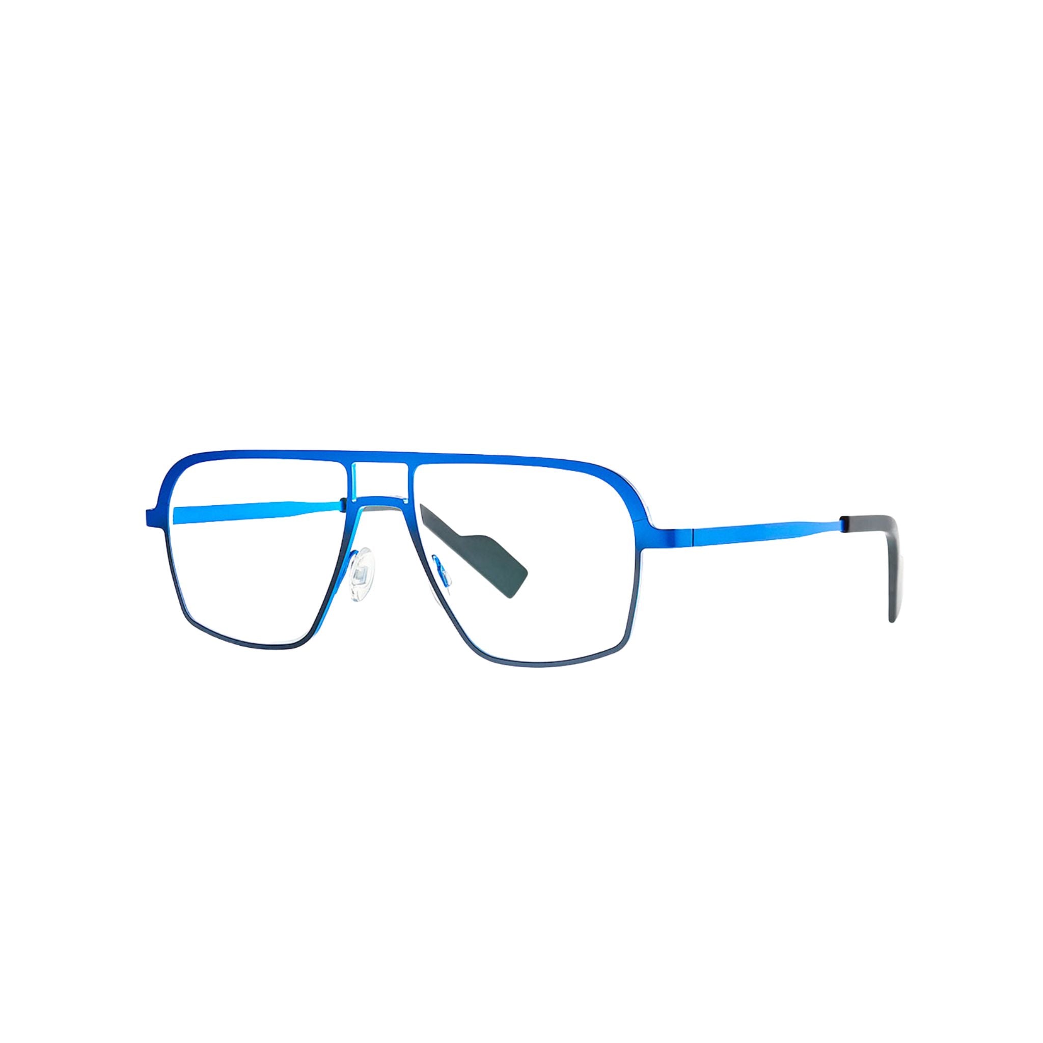 Theo EAT 412 Brille Frontansicht Pilot Blau Titan Double-Bridge München Optiker Brillen Schneider