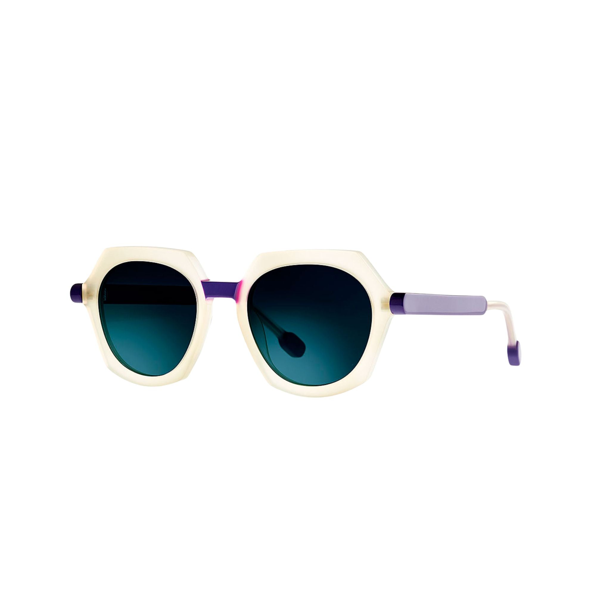 Theo STOX 19 Designer Sonnenbrille Frontansicht Panto Gelb Blau Acetat München Optiker Brillen Schneider