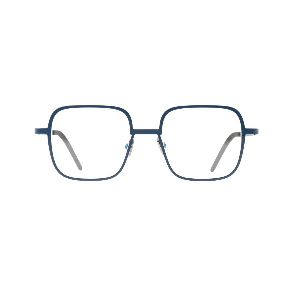 Frontansicht der Veronika Wildgruber WALKER 077 in midnight – quadratische Designerbrille aus Metall. Exklusiv bei Brillen Schneider München