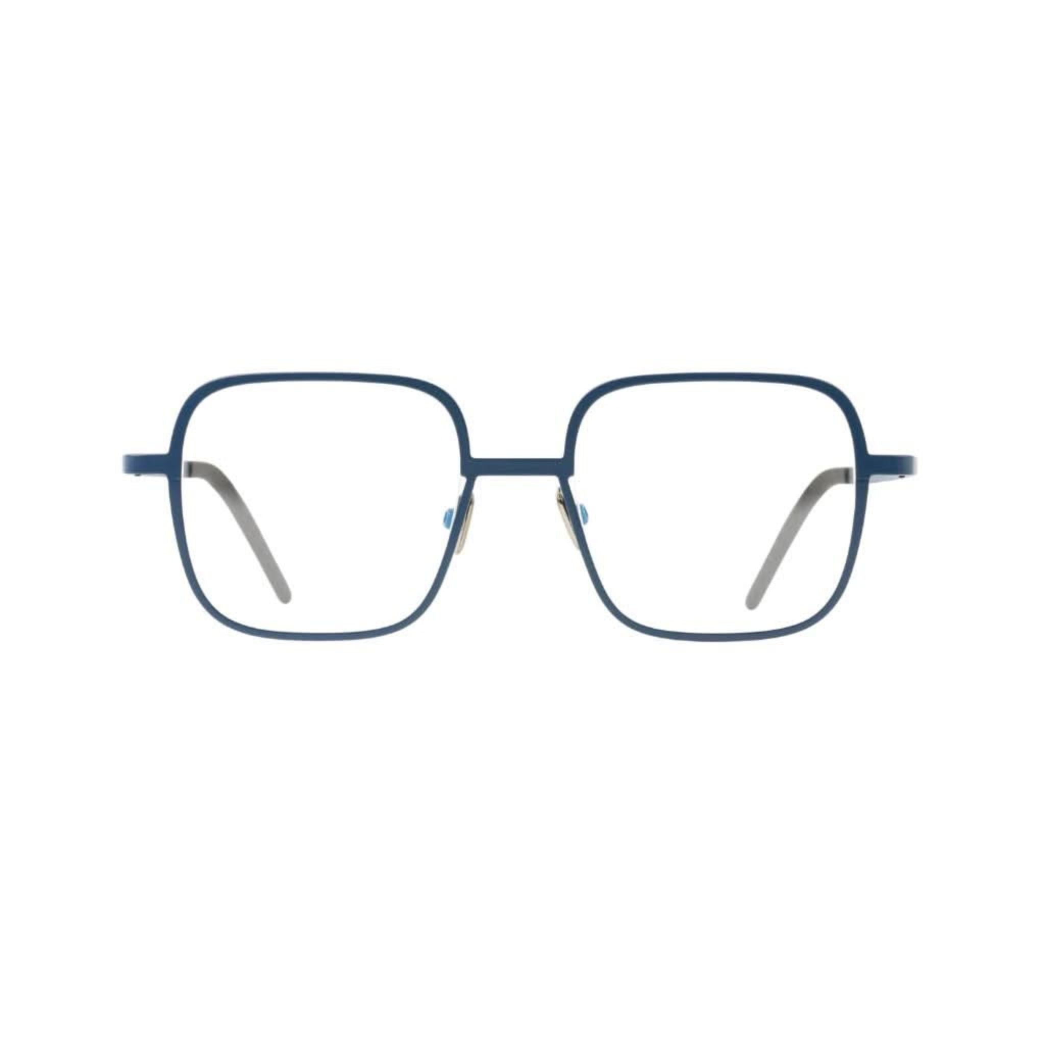 Frontansicht der Veronika Wildgruber WALKER 077 in midnight – quadratische Designerbrille aus Metall. Exklusiv bei Brillen Schneider München
